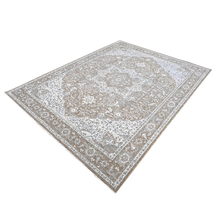 Grey & Beige Floral Turkish Rug 8X10 Ft