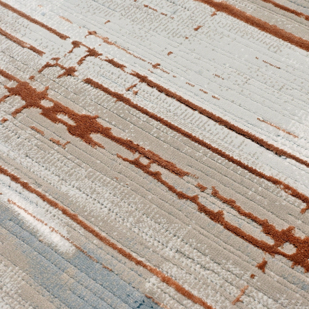 Beige Strips Turkish Rug 4x6 ft