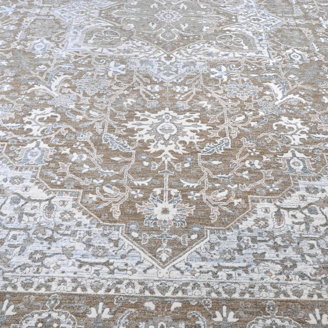 Grey & Beige Floral Turkish Rug 8X10 Ft