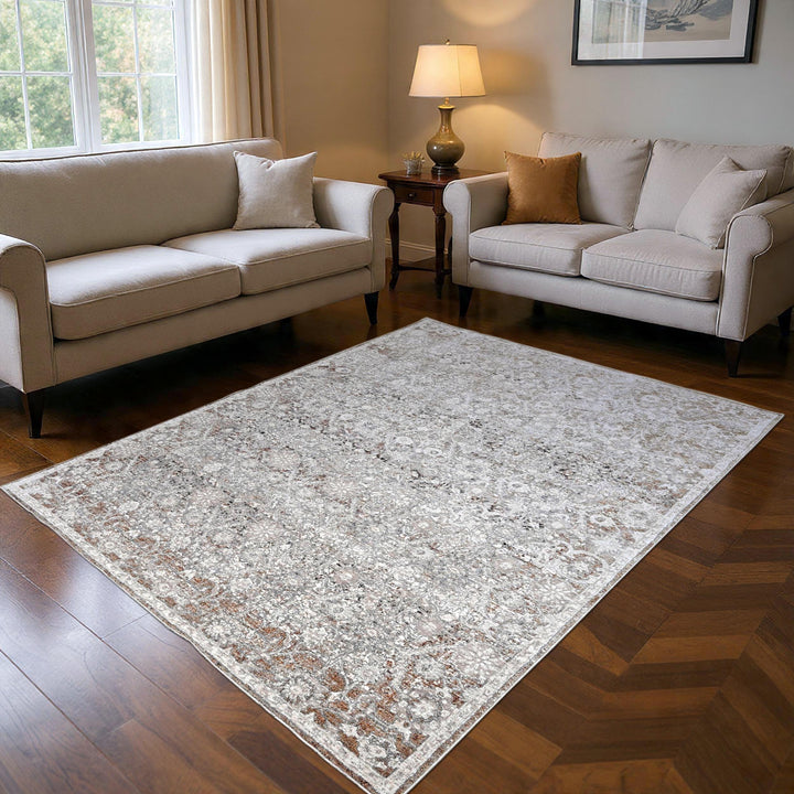 Soft Grey Abstract Turkish Rug 8X10 Ft