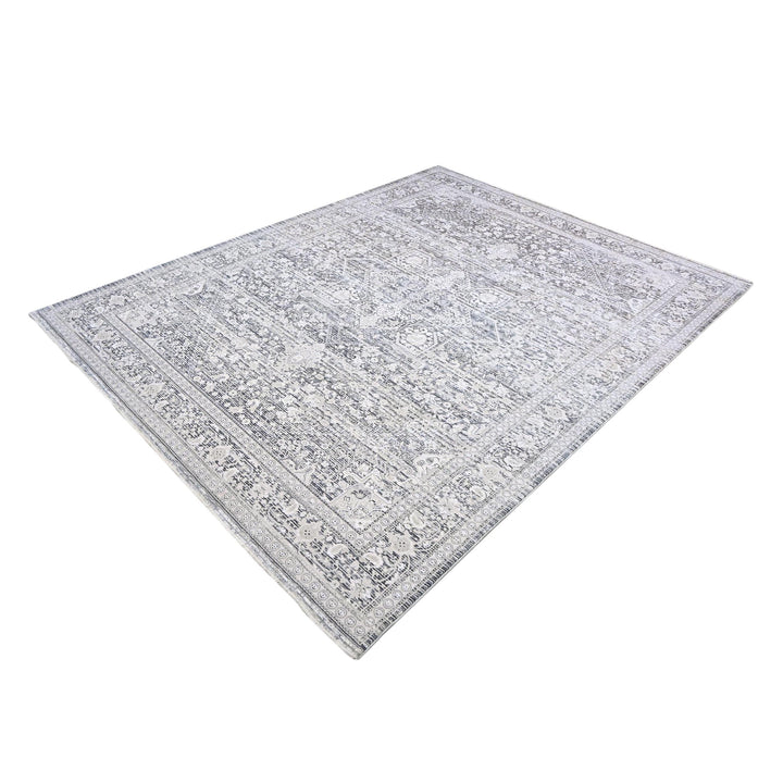 Soft Grey Floral Turkish Rug 8X10 Ft