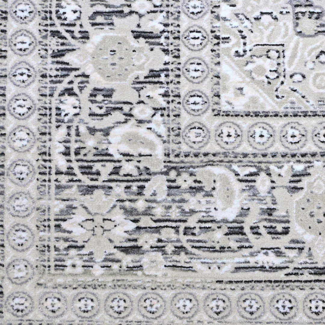 Soft Grey Floral Turkish Rug 8X10 Ft