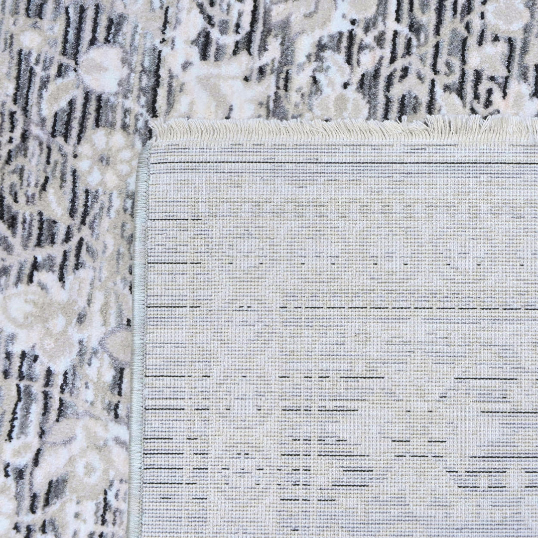 Soft Grey Floral Turkish Rug 8X10 Ft