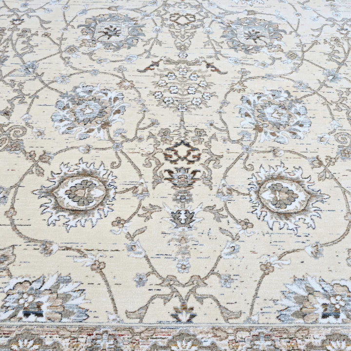 Ivory Grey Floral Turkish Rug 8X10 Ft