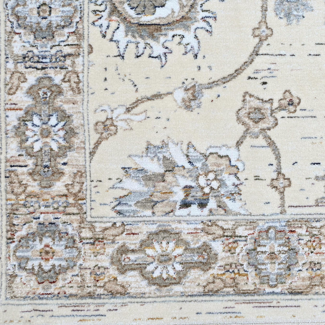 Ivory Grey Floral Turkish Rug 8X10 Ft
