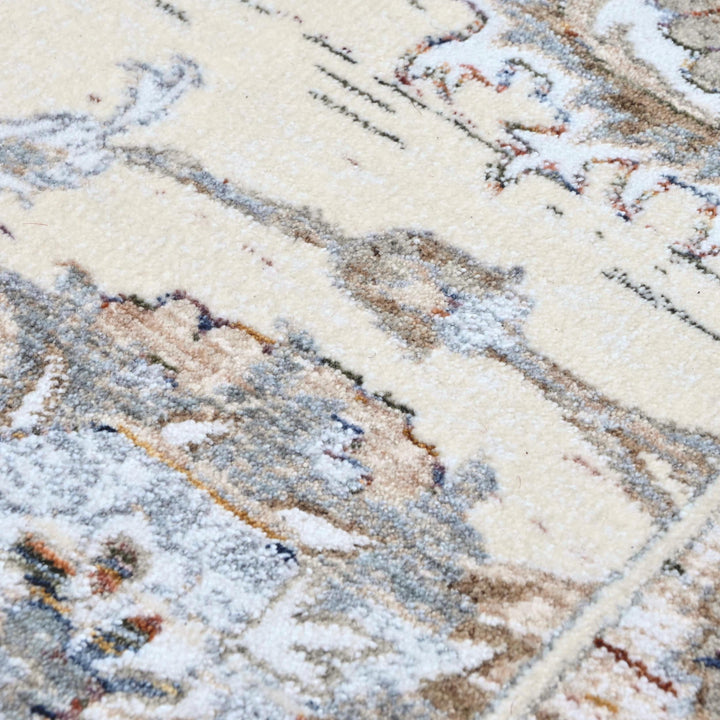 Ivory Grey Floral Turkish Rug 8X10 Ft
