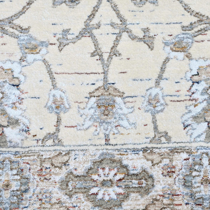 Ivory Grey Floral Turkish Rug 8X10 Ft