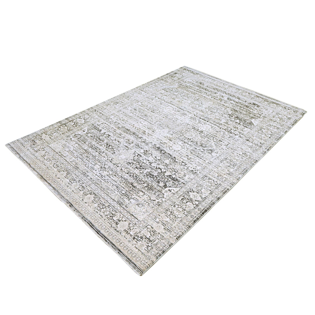 Grey & Beige Abstract Turkish Rug 5X8 ft