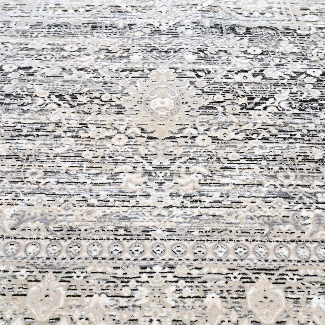 Grey & Beige Abstract Turkish Rug 5X8 ft