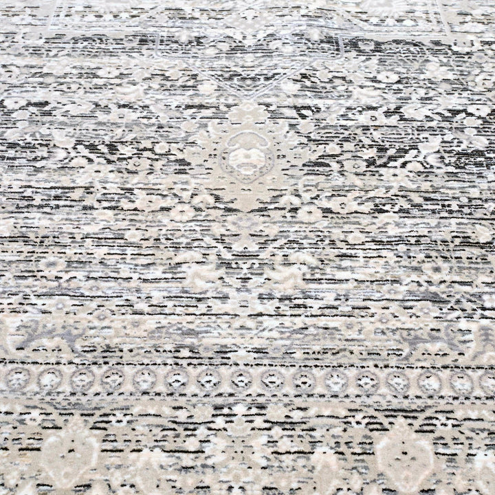 Grey & Beige Abstract Turkish Rug 5X8 ft