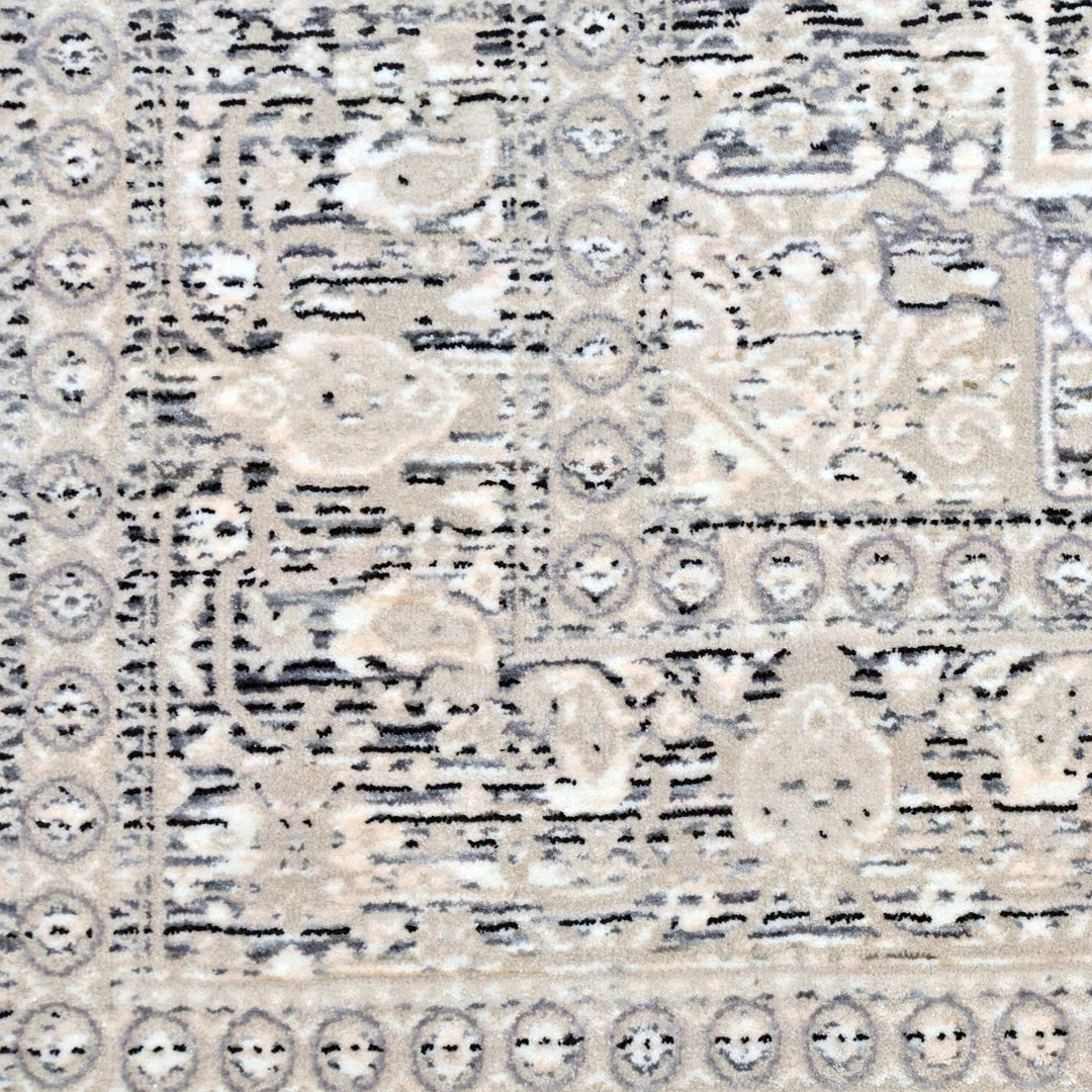 Grey & Beige Abstract Turkish Rug 5X8 ft
