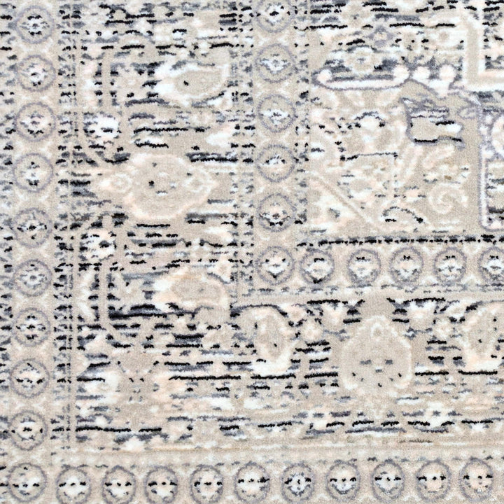 Grey & Beige Abstract Turkish Rug 5X8 ft