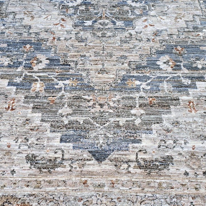 Grey & Blue Abstract Turkish Rug 5X8 ft