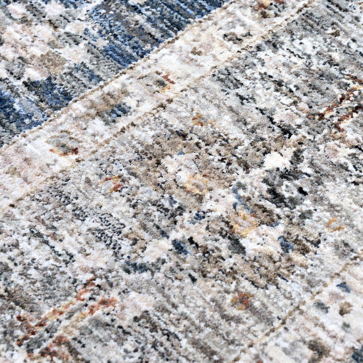 Grey & Blue Abstract Turkish Rug 5X8 ft
