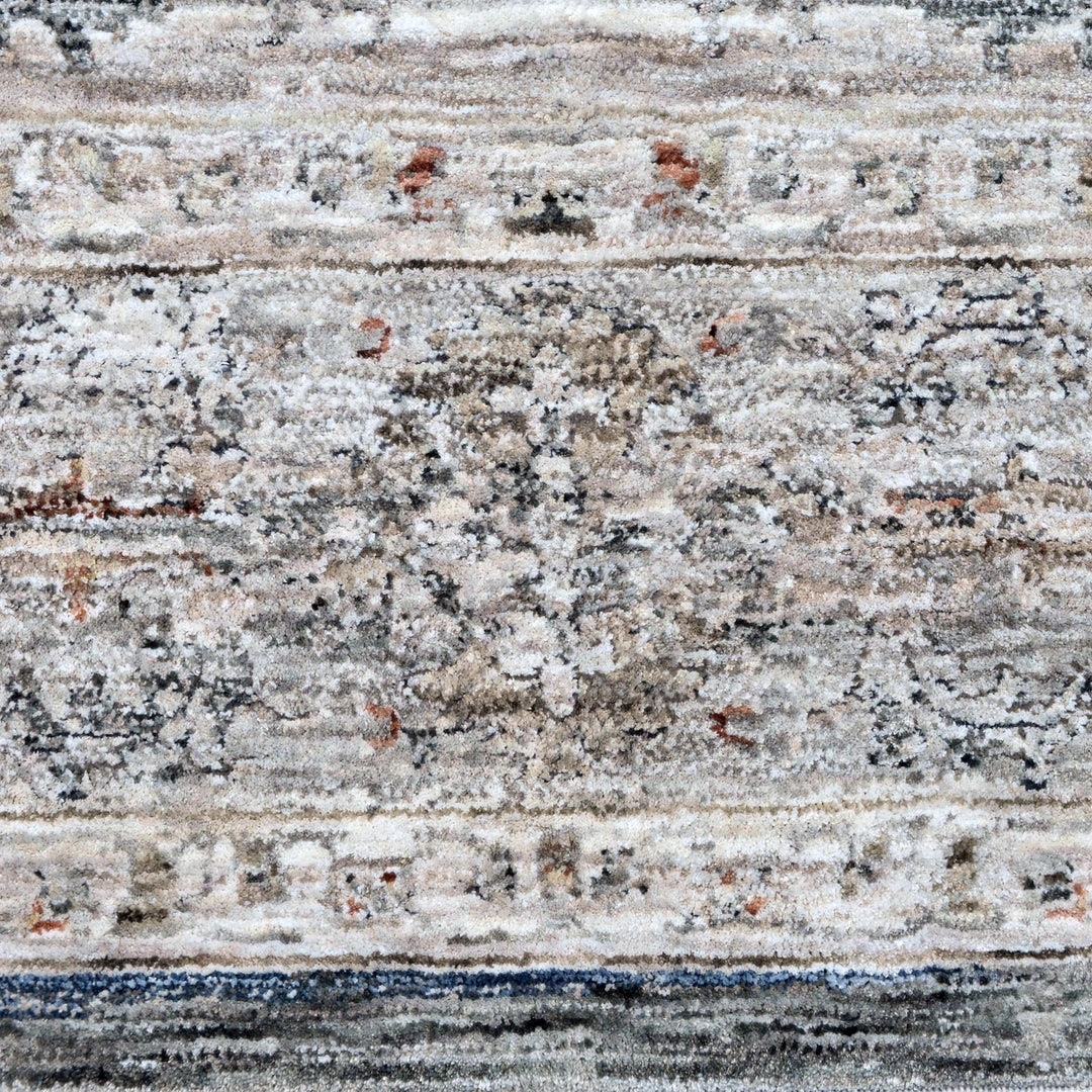 Grey & Blue Abstract Turkish Rug 5X8 ft