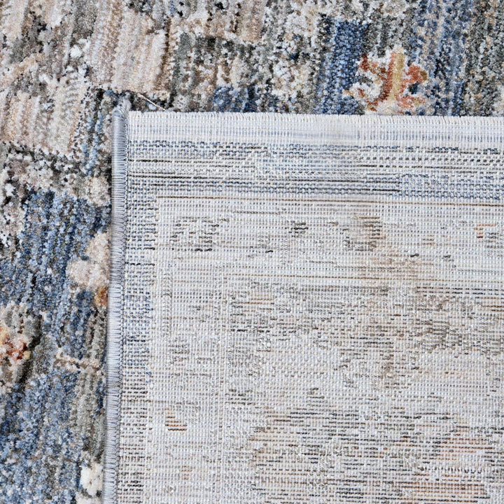 Grey & Blue Abstract Turkish Rug 5X8 ft