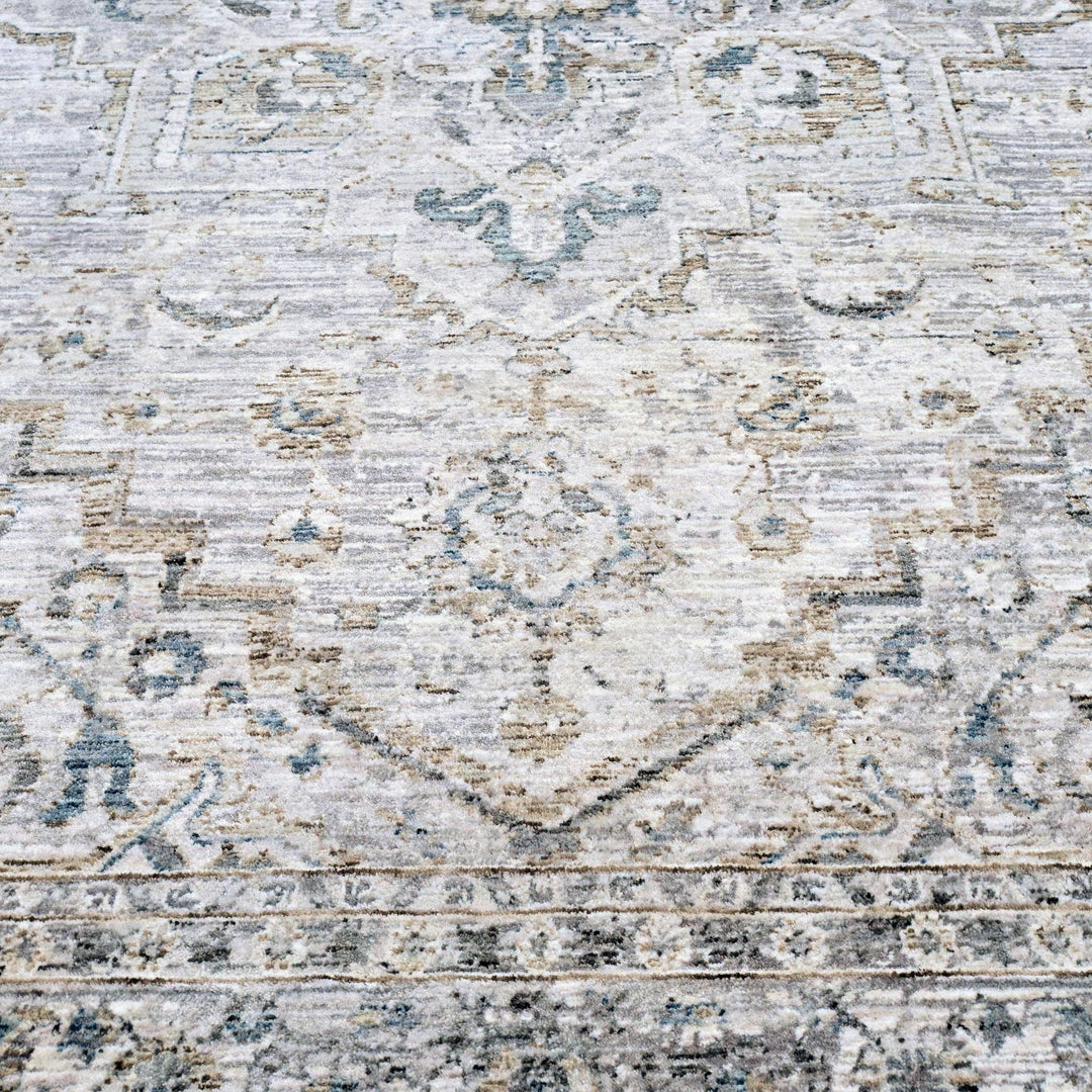 Grey & Beige Floral Turkish Rug 5X8 ft