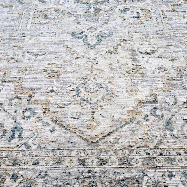 Grey & Beige Floral Turkish Rug 5X8 ft