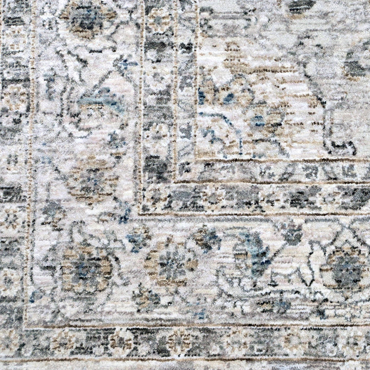 Grey & Beige Floral Turkish Rug 5X8 ft