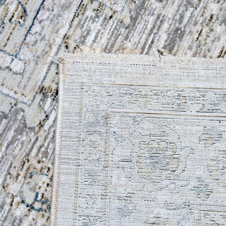 Grey & Beige Floral Turkish Rug 5X8 ft