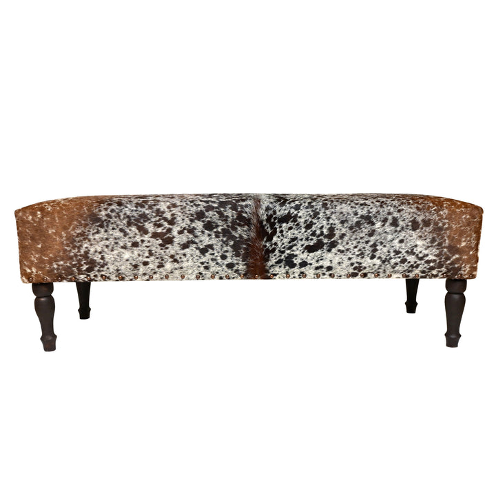 Tri-colour  Natural Cowhide Ottoman Settee 3 Seater