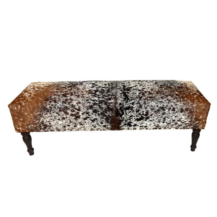 Tri-colour  Natural Cowhide Ottoman Settee 3 Seater
