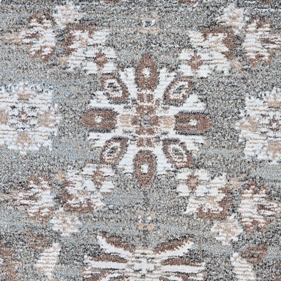 Grey & Beige Floral Turkish Rug 5X8 ft