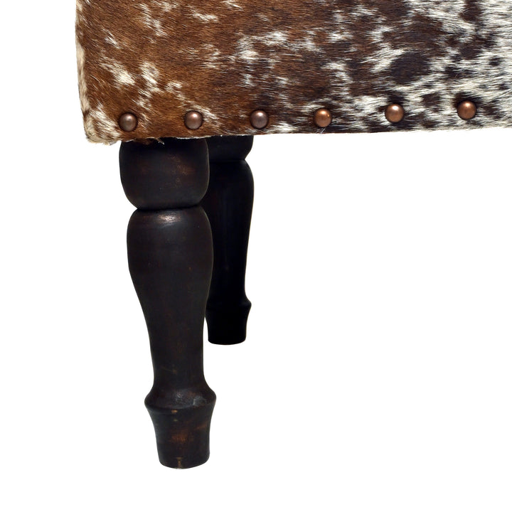 Tri-colour  Natural Cowhide Ottoman Settee 3 Seater