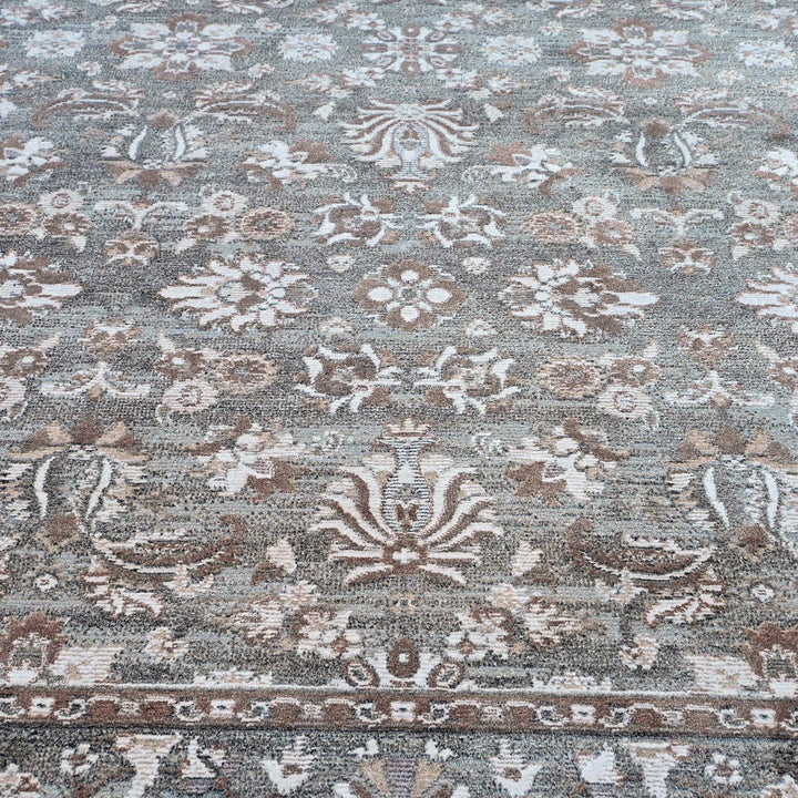 Grey & Beige Floral Turkish Rug 5X8 ft
