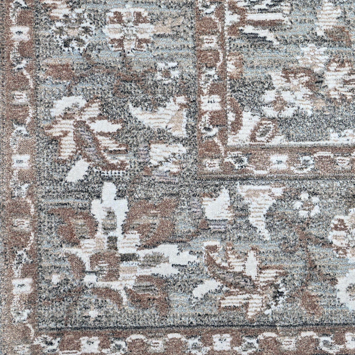 Grey & Beige Floral Turkish Rug 5X8 ft