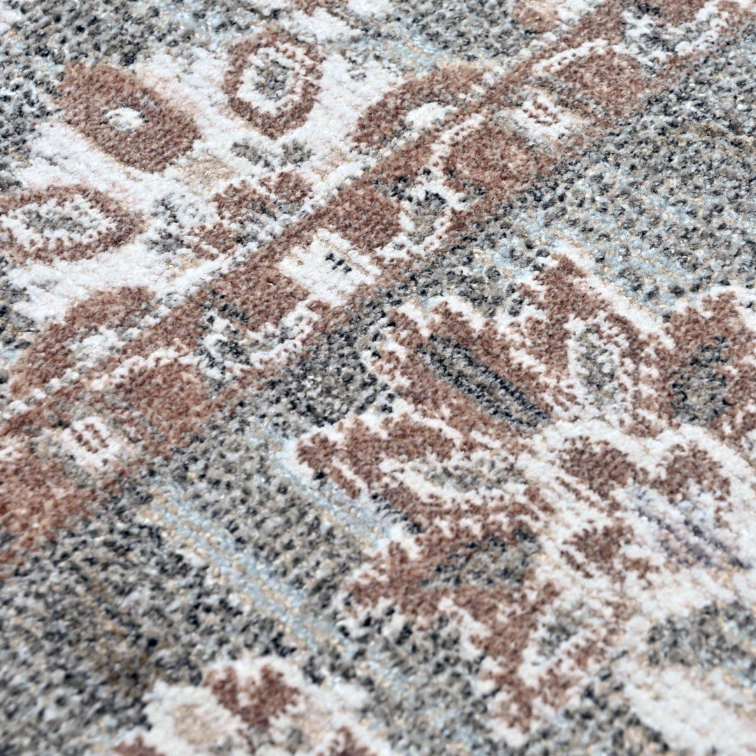 Grey & Beige Floral Turkish Rug 5X8 ft