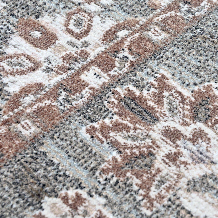 Grey & Beige Floral Turkish Rug 5X8 ft