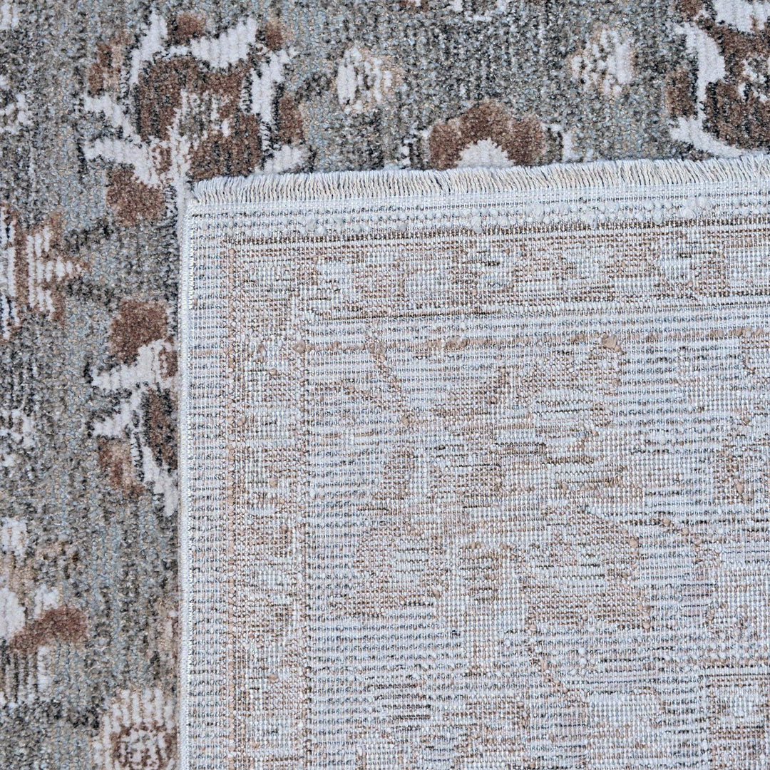Grey & Beige Floral Turkish Rug 5X8 ft
