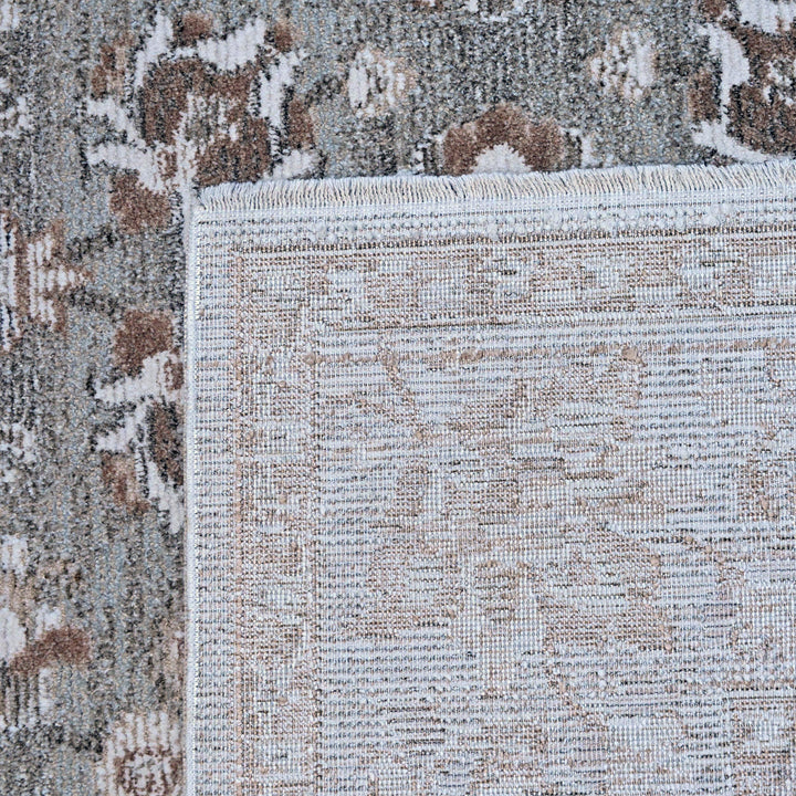 Grey & Beige Floral Turkish Rug 5X8 ft