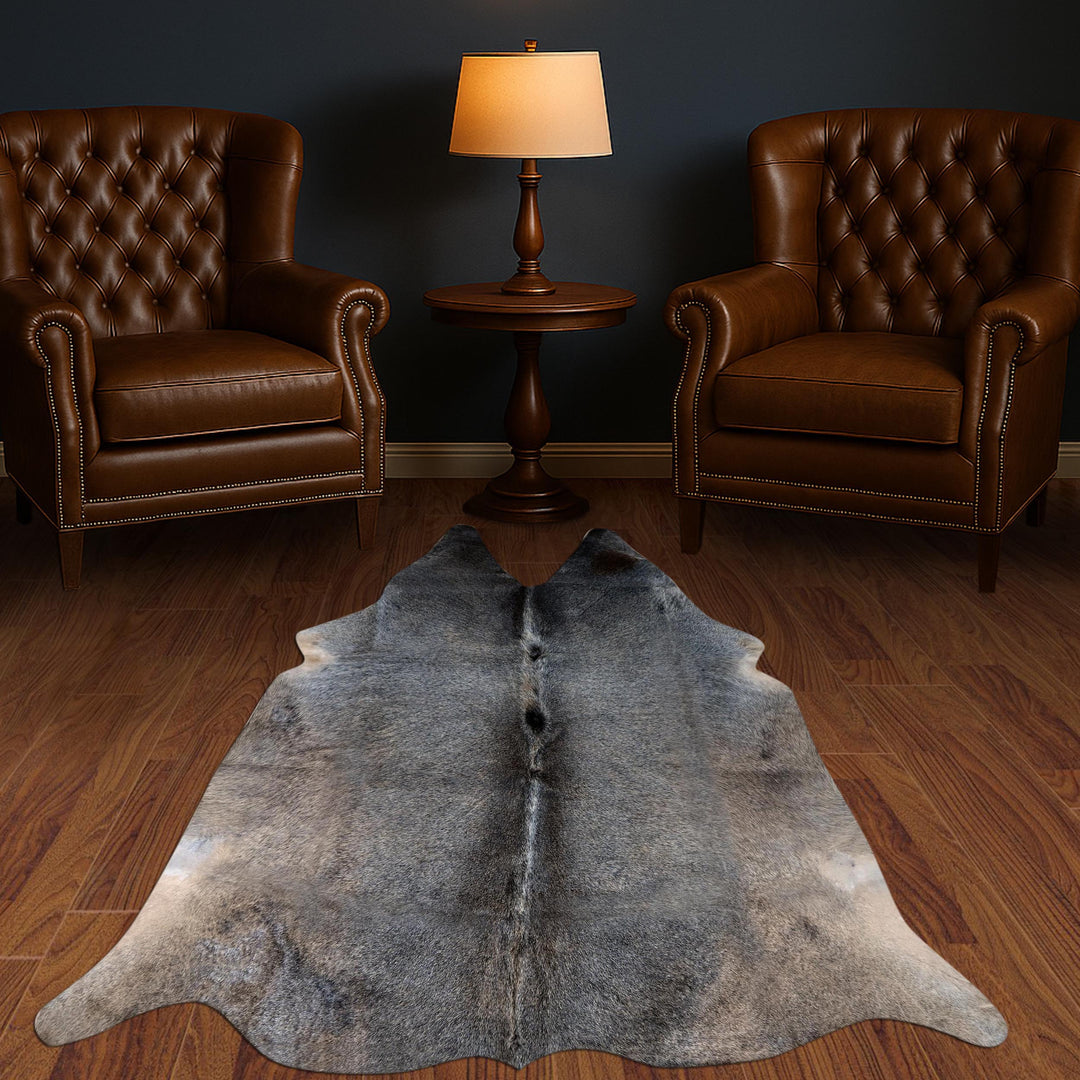 Salt & Pepper Brindle Cowhide Rug 4X4.5 FT