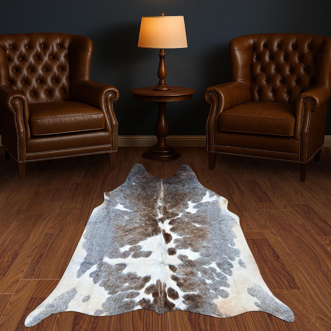 Grey Speckled Cowhide Rug 4x4 FT