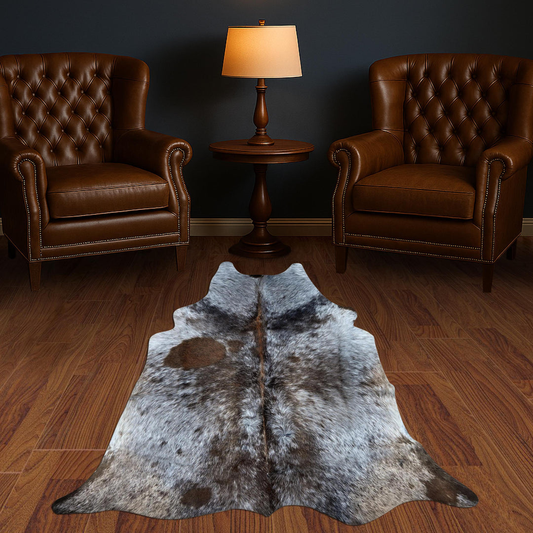Dark Speckled Brindle Cowhide Rug 4X4.5 FT
