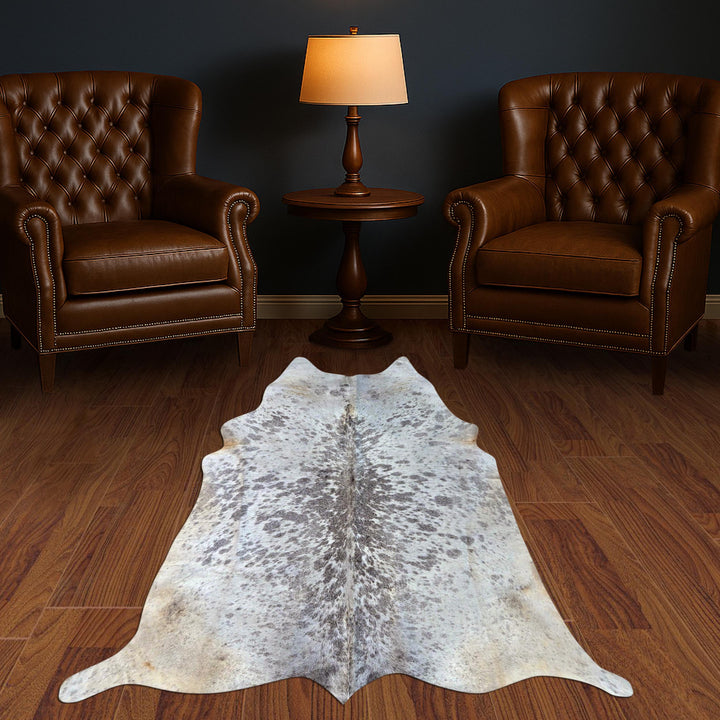 Light Grey Spotted Cow Hide 5x5 FT