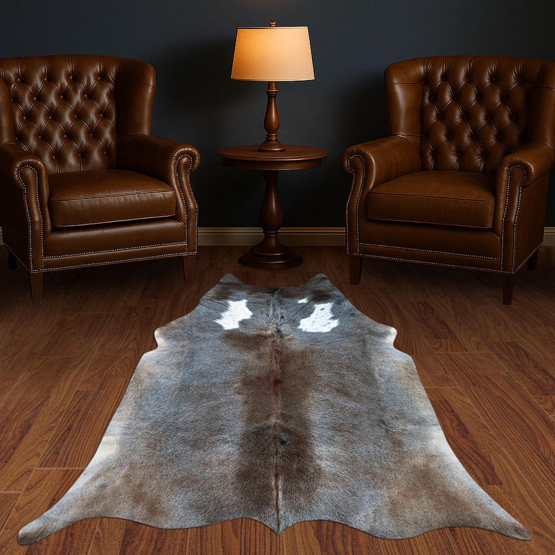 Grey & Brown Brindle Cowhide 4.5X5 FT