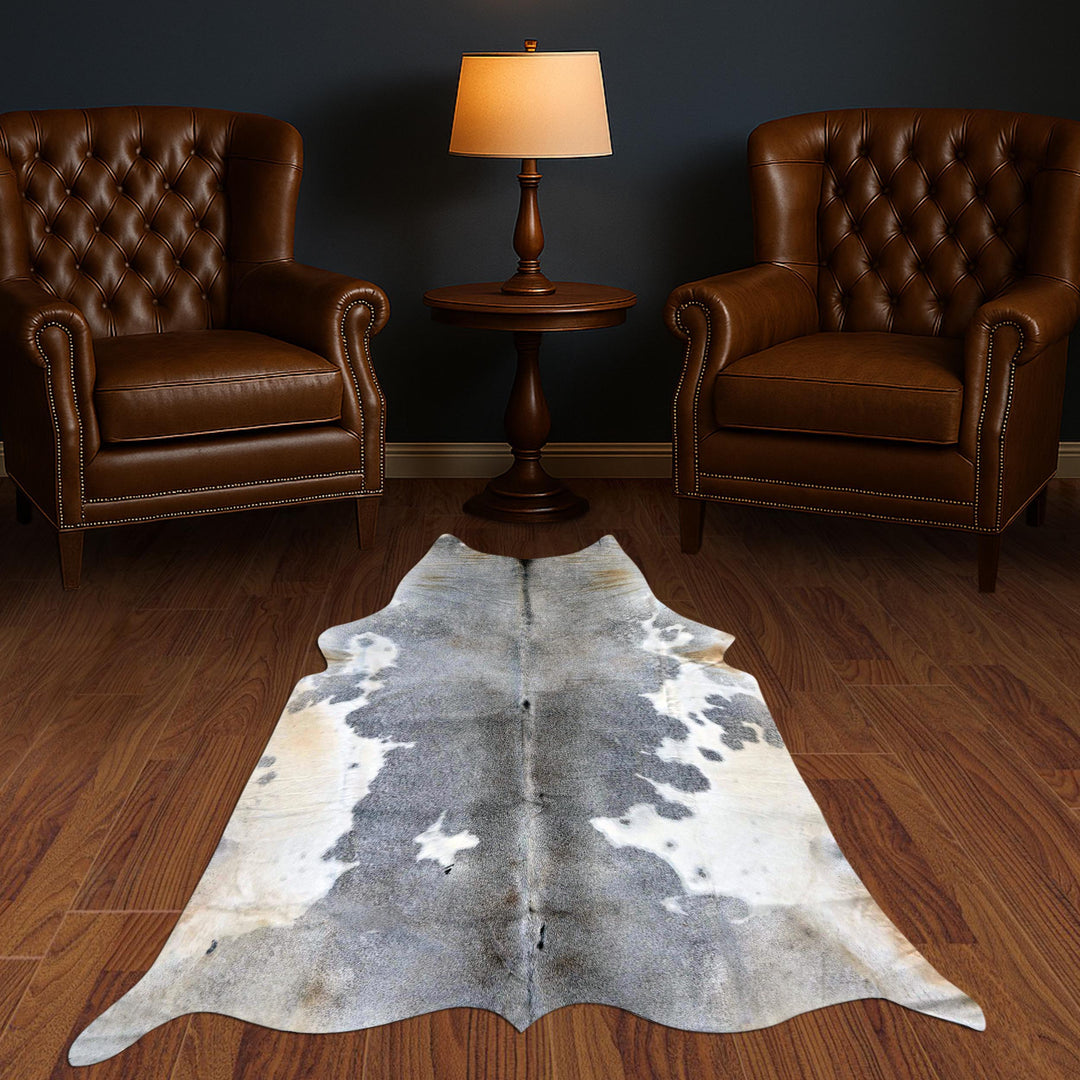 Grey & White Cow Hide 5x6 FT