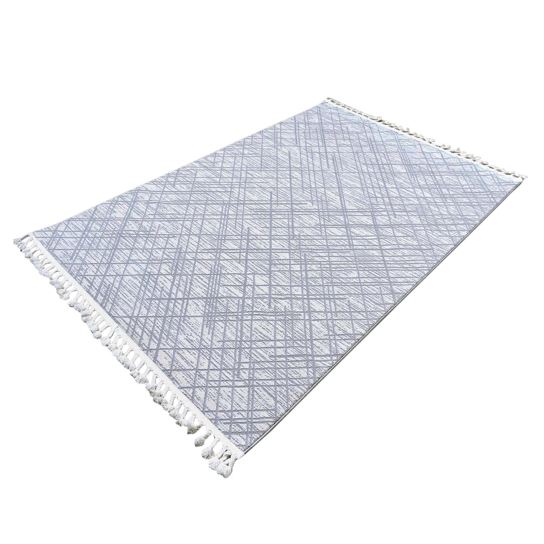 Grey Geometric Turkish Rug 5X8 ft
