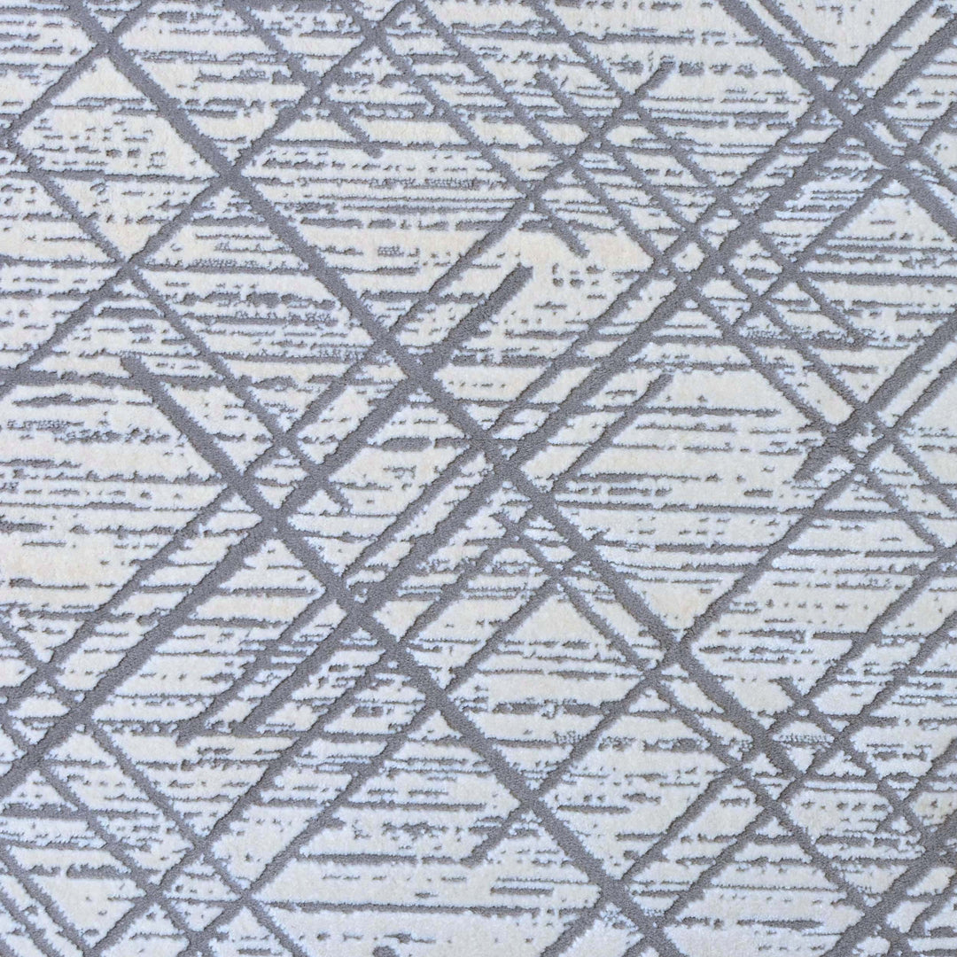 Grey Geometric Turkish Rug 5X8 ft