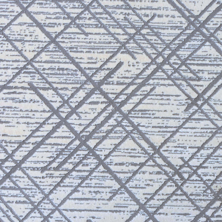 Grey Geometric Turkish Rug 5X8 ft