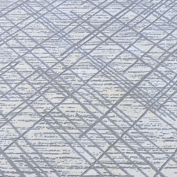 Grey Geometric Turkish Rug 5X8 ft