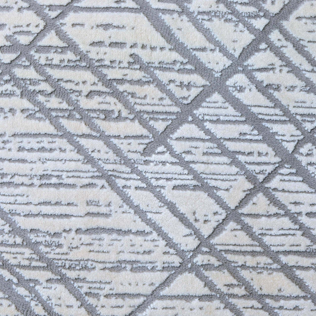 Grey Geometric Turkish Rug 5X8 ft