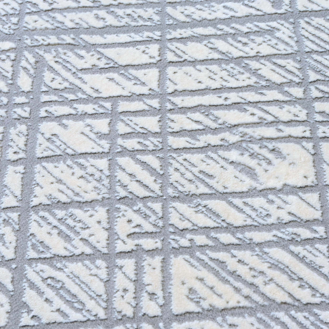 Grey Geometric Turkish Rug 5X8 ft