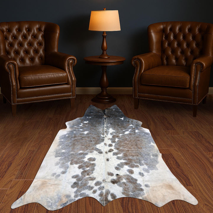 Grey Beige & Cream Cow Hide 5x6 FT