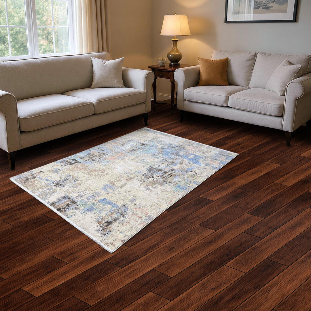 Beige Abstract Turkish Rug 5X8 ft