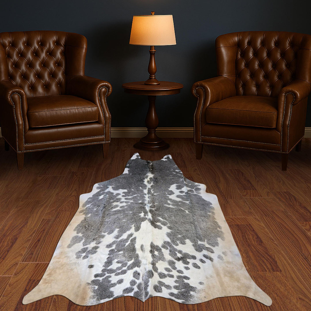 Grey & White Speckled Cow Hide 5x5 FT