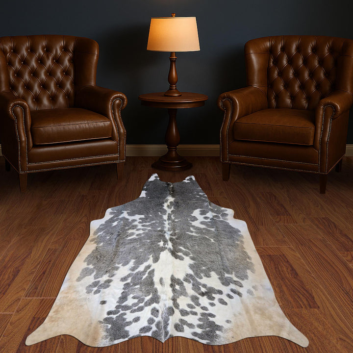 Grey & White Speckled Cow Hide 5x5 FT